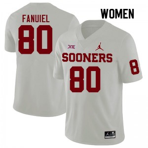Women Josh Fanuiel White Sooners College Football #80 Jersey 795421-746