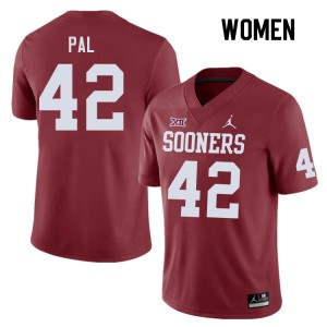 Women Jozsef Pal Crimson Sooners College Football #42 Jersey 690334-532