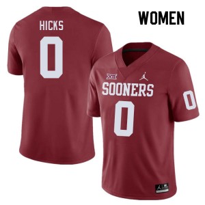 Women Kalib Hicks Crimson Sooners College Football #0 Jersey 590382-752