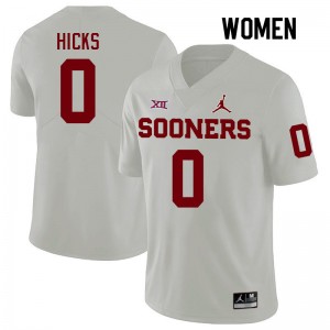 Women Kalib Hicks White OU Sooners College Football #0 Jersey 161984-710