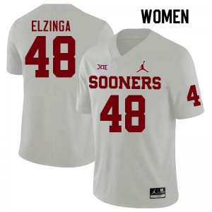 Women Luke Elzinga White OU College Football #48 Jersey 480913-311