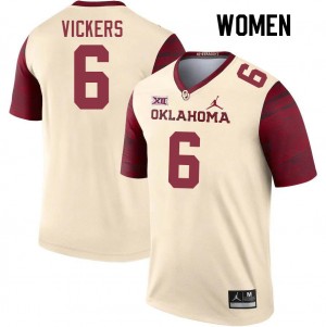 Women Makari Vickers Cream Oklahoma Sooners College Football #6 Jersey 604359-455