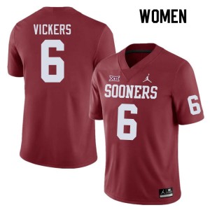 Women Makari Vickers Crimson OU Sooners College Football #6 Jersey 487742-754