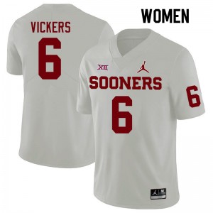 Women Makari Vickers White OU Sooners College Football #6 Jersey 313986-855