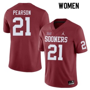Women Reggie Pearson Crimson OU College Football #21 Jersey 338847-723
