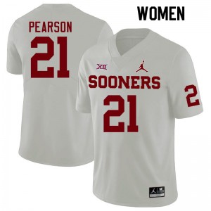 Women Reggie Pearson White Oklahoma Sooners College Football #21 Jersey 821922-159