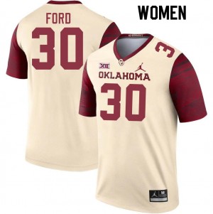 Women Trace Ford Cream Oklahoma College Football #30 Jersey 233732-360