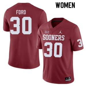 Women Trace Ford Crimson Oklahoma College Football #30 Jersey 426738-123
