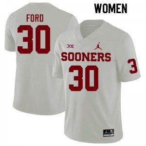 Women Trace Ford White Oklahoma College Football #30 Jersey 600254-928
