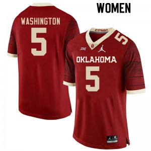 Women Woodi Washington Retro OU Sooners College Football #5 Jersey 686388-622