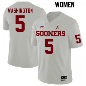 Women Woodi Washington White Oklahoma Sooners College Football #5 Jersey 533201-829