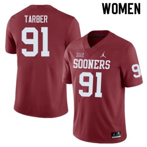 Women Alton Tarber Crimson Sooners College Football #91 Jersey 431909-376
