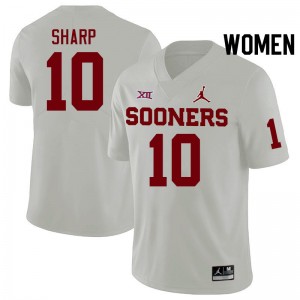 Women Bauer Sharp White OU College Football #10 Jersey 576562-367