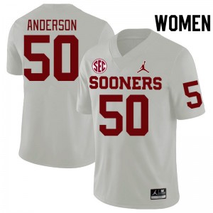 Women Ben Anderson White Sooners 2024 SEC Conference College Football #50 Jersey 583439-845