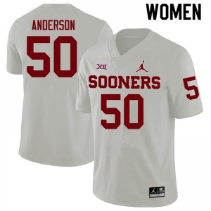 Women Ben Anderson White Oklahoma Sooners College Football #50 Jersey 554377-221