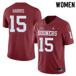Women Ben Harris Crimson OU Sooners College Football #15 Jersey 501372-832