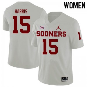 Women Ben Harris White Oklahoma College Football #15 Jersey 586749-427