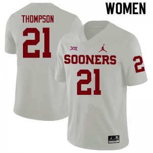 Women Bentavious Thompson White Sooners College Football #21 Jersey 724557-539