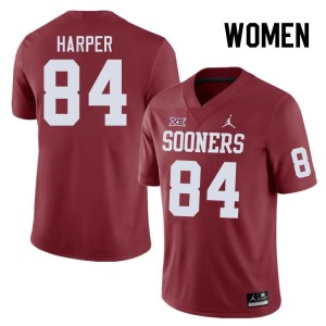 Women Brandon Harper Crimson OU Sooners College Football #84 Jersey 410927-429