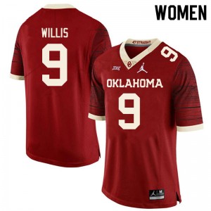 Women Brayden Willis Retro Oklahoma College Football #9 Jersey 733393-353