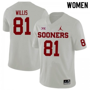 Women Brayden Willis White Oklahoma Sooners Jordan Brand College Football #81 Jersey 958927-524