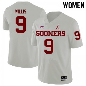 Women Brayden Willis White Oklahoma College Football #9 Jersey 218570-390