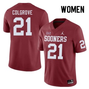 Women Braylon Colgrove Crimson Sooners College Football #21 Jersey 311219-232
