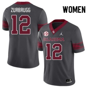 Women Brendan Zurbrugg Charcoal Sooners 2024 SEC Conference #12 Jersey 272855-977