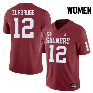 Women Brendan Zurbrugg Crimson Oklahoma 2024 SEC Conference #12 Jersey 122816-652
