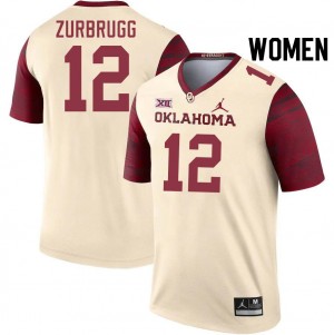 Women Brendan Zurbrugg Cream Oklahoma College Football #12 Jersey 891519-865