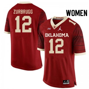 Women Brendan Zurbrugg Retro Oklahoma Sooners College Football #12 Jersey 269798-172