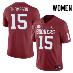 Women Brenen Thompson Crimson OU Sooners 2024 SEC Conference #15 Jersey 670015-318