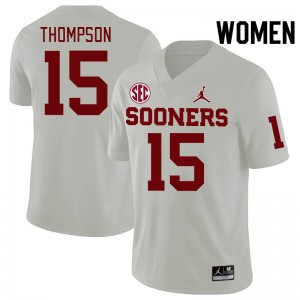 Women Brenen Thompson White Oklahoma Sooners 2024 SEC Conference College Football #15 Jersey 345489-364