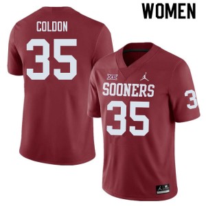Women C.J. Coldon Crimson Oklahoma Sooners College Football #35 Jersey 910941-877