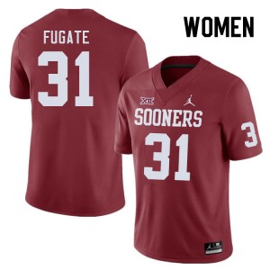 Women Cale Fugate Crimson OU Sooners College Football #31 Jersey 661846-245