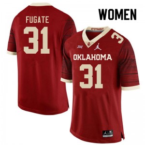Women Cale Fugate Retro Oklahoma College Football #31 Jersey 185741-454