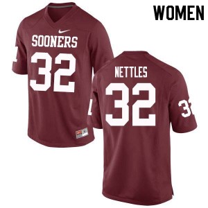 Women Caleb Nettles Crimson OU Sooners College Football #32 Jersey 682345-515
