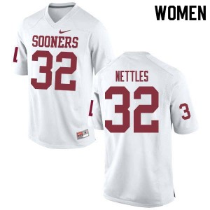 Women Caleb Nettles White Sooners College Football #32 Jersey 223050-726