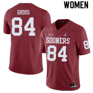 Women Carsten Groos Crimson Oklahoma College Football #84 Jersey 449383-596
