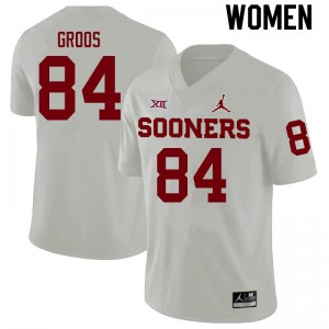 Women Carsten Groos White Sooners College Football #84 Jersey 880456-730