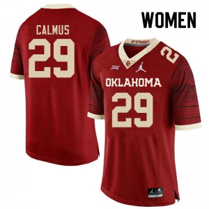 Women Casen Calmus Retro Oklahoma Sooners College Football #29 Jersey 381360-809