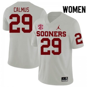 Women Casen Calmus White Sooners 2024 SEC Conference College Football #29 Jersey 750178-427