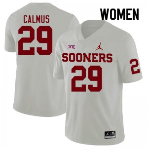 Women Casen Calmus White OU Sooners College Football #29 Jersey 659386-391
