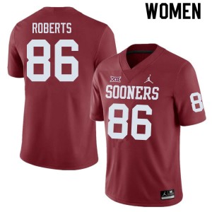 Women Cedric Roberts Crimson Sooners College Football #86 Jersey 146377-870