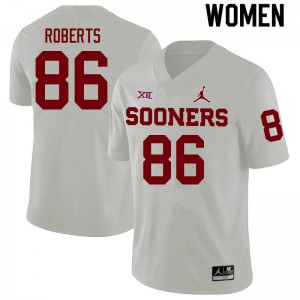 Women Cedric Roberts White Sooners College Football #86 Jersey 252269-550