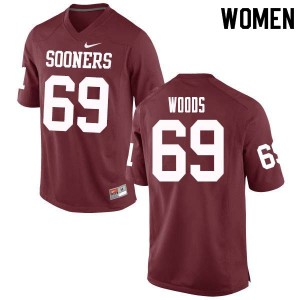 Women Clayton Woods Crimson Oklahoma Sooners College Football #69 Jersey 432519-685