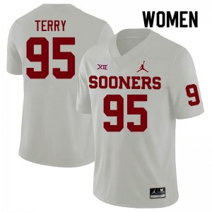Women Da'Jon Terry White OU College Football #95 Jersey 277189-133