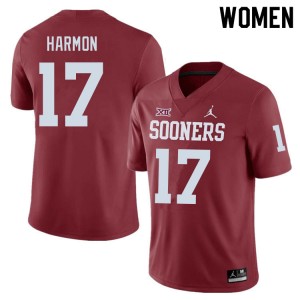 Women Damond Harmon Crimson Sooners College Football #17 Jersey 681821-693