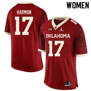 Women Damond Harmon Retro Sooners College Football #17 Jersey 939385-995