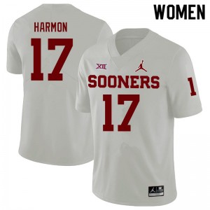 Women Damond Harmon White OU Sooners College Football #17 Jersey 505747-929